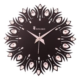 Amazon Brand - Solimo 11.25-inch Wooden Wall Clock - Embellished Leaf (Silent Movement, Black Frame)