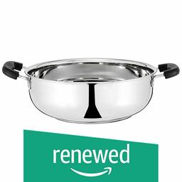 (Renewed) Amazon Brand - Solimo Stainless Steel Kadai without Lid, 18 cm