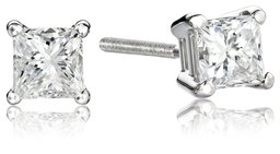 IGI Certified Platinum Princess Diamond Stud Earrings (3/4 cttw, G-H Color, VS2 Clarity)