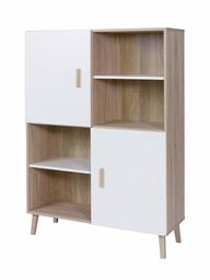 Amazon Brand - Movian Oker 2-Door Cabinet/Bookcase with 8 Shelves, 100 x 140cm, Light Brown Oak-Effect/White