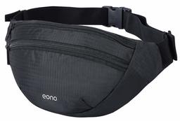 Eono by Amazon - Bum Bag with Adjustable Elastic Strap, Double Pockets Waist Fanny Pack for Men, Women (Black)