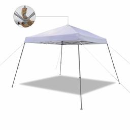 AmazonBasics Outdoor One-push Pop Up Canopy, 9ft x 9ft Top Slant Leg with Wheeled Carry, White