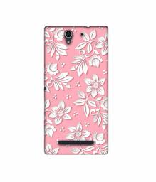 Amazon Brand - Solimo Designer White Flower Pattern 3D Printed Hard Back Case Mobile Cover for Sony Xperia C3 Dual