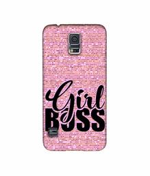 Amazon Brand - Solimo Designer Girl Boss On Pink Sparkle 3D Printed Hard Back Case Mobile Cover for Samsung Galaxy S5 i9600