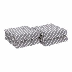 AmazonBasics Reversible Diagonal Stripe Jacquard Hand Towel - 4-Pack