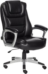 AmazonBasics Bonded Leather High-Back Office Chair, Easy Tool-Free Assembly - Black