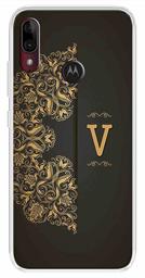 Amazon Brand - Solimo Designer Multicolor Black Pattern Alphabet-V Printed Soft Back Case Mobile Cover for Motorola Moto E6s / Motorola Moto E6 Plus