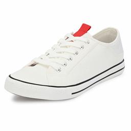 Klepe Men's Vulcansied Canvas White Sneakers-10 UK (44 EU) (11 US) (0705E/WHT)