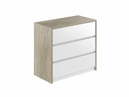 Amazon Brand - Movian Belaya Chest of 3 Drawers with Extendable Dresser Top, 83/121 x 44 x 76cm, Light Brown Oak-Effect/White