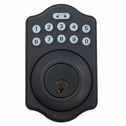 AmazonBasics Traditional Electronic Keypad Deadbolt - Keyed Entry - Matte Black