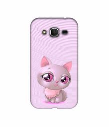 Amazon Brand - Solimo Designer Cute Pink Cat 3D Printed Hard Back Case Mobile Cover for Samsung Galaxy Core Prime