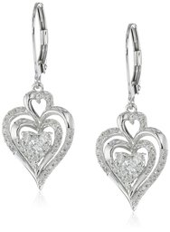 10k White Gold Cluster Heart Diamond Drop Earrings (1/2cttw, I-J Color, I2-I3 Clarity)