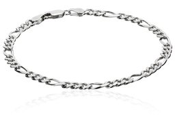 Men's Sterling Silver Italian 4.60 mm Solid Figaro Link Bracelet, 8.5