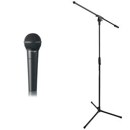 Behringer Ultravoice XM8500 Dynamisches Gesangsmikrofon mit Nierencharakteristik + AmazonBasics Dreibein-Mikrofonständer mit Galgen Bundle