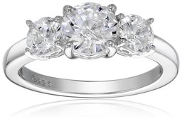 Platinum-Plated Sterling Silver Round 3-Stone Ring made with Swarovski Zirconia (2 cttw), Size 7