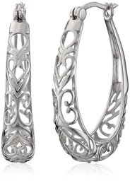 Sterling Silver Filigree Hoop Earrings