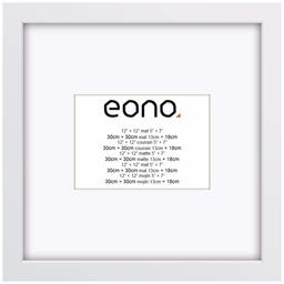 Eono by Amazon - Cadre en Bois Massif pour Photos de 13x18 cm avec Passe-Partout et 30x30 cm sans Passe-Partout avec à accrocher au Mur Finition Blanco