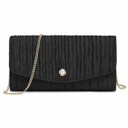 WindTook Evening Bags for Women,Envolope Evening Purses and Handbags,Clutch Crossbody bags,Wedding Party Shoulder Bags Black