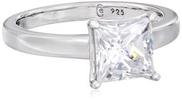 Platinum-pläterad sterling silver prinsessskuren patiensring gjord med Swarovski-zirkonia (2 cttw), storlek 8