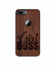 Amazon Brand - Solimo Designer Girl Boss On Wood 3D Printed Hard Back Case Mobile Cover for Apple iPhone 8 Plus (with Logo Cut)