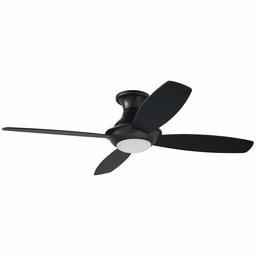 Amazon Brand – Stone & Beam Modern Remote Control Flush Mount Ceiling Fan With Integrated LED Light - 52 x 52 x 11.54 Inches, Black