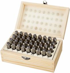 AmazonBasics Metal Alphabet And Number Stamp Kit Tools Set With Wood Box - 5/16 Inch (Renewed)