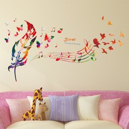 Amazon Brand - Solimo Wall Sticker for Home (Song of birds, ideal size on wall , 119 cm X 71 cm)