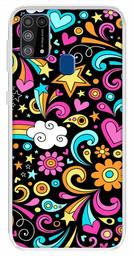 Amazon Brand - Solimo Designer Multicolor Art Design Black Printed Soft Back Case Mobile Cover for Samsung Galaxy M31