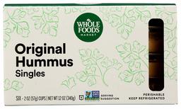 Whole Foods Market, Refrigerated Hummus Singles, Orginal (6 - 2 Ounce Cups), 12 Ounce