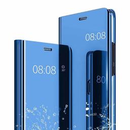 Amazon Brand - Solimo Protective Clear View flip Cover for Samsung Galaxy M10s (Blue)