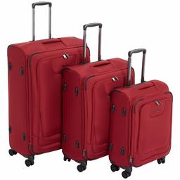 AmazonBasics Premium Expandable Softside Spinner Luggage With TSA Lock 3-Piece Set - 21/25/29-Inch, Red