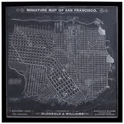 Amazon Brand – Stone & Beam Modern Print of 1879 San Francisco Map Wall Art, Black Frame, 18