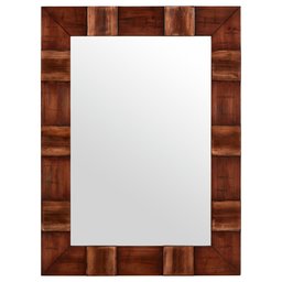 Amazon Brand – Stone & Beam Rustic Wood Frame Hanging Wall Mirror, 31.5 Inch Height, Brown