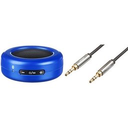 AmazonBasics Micro Bluetooth Speaker (Blue) and 3.5mm Male to Male Stereo Audio Cable (2 Feet) Set