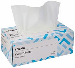 Amazon Brand - Solimo 2 Ply Facial Tissues Carton Box - 200 Pulls