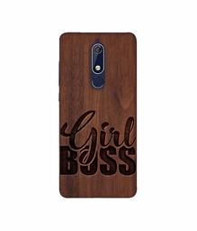 Amazon Brand - Solimo Designer Girl Boss On Wood 3D Printed Hard Back Case Mobile Cover for Nokia 5.1