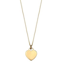 Women's Engravable 14k Gold Plated 925 Sterling Silver Polished I.D. 13x16.5 Polished Heart Charm on 18