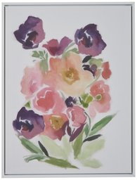 Amazon Brand – Stone & Beam Modern Purple Floral Print Wall Art, White Frame, 17.75