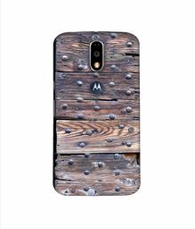 Amazon Brand - Solimo Designer Wooden Blocks Check 3D Printed Hard Back Case Mobile Cover for Motorola Moto G4 Plus (with Logo Cut)