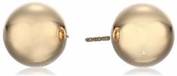 Women's 14Kt Ball Stud Earrings 8mm With Silicone Covered Pushbacks, Gold, One Size