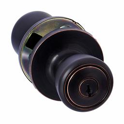 AmazonBasics Exterior Door Knob With Lock, Bell, Oil Rubbed Bronze