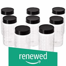 (Renewed) Amazon Brand - Solimo Spice Jar, 200 ml, Set of 8, Black