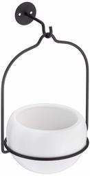 Amazon Basics Hanging Planter, Round - White/Black