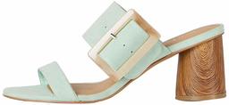 find. Women's Large Buckle Block Heel Sandal Open Toe, Mint Green, US 7