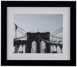 Amazon Brand – Rivet Black and White Matted Print Wall Art of Brooklyn Bridge, Black Frame, 22