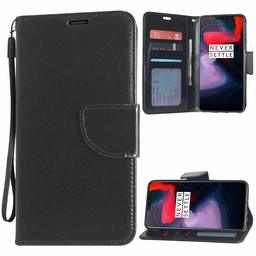 Amazon Brand - Solimo Leather Flip Cover Wallet Case for OnePlus 6 (Coal Black)