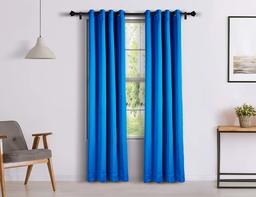 Amazon Brand - Solimo Room Darkening Blackout Door Curtain, 7 Feet, Set of 2 (Blue)