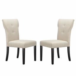 Amazon Brand – Ravenna Home Modern Dining Chair, 36.25 Inch Height, Beige, Set of 2