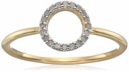 18K Yellow Gold Plated Sterling Silver Diamond Circle Ring(1/10 cttw, I-J, I3)