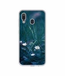 Amazon Brand - Solimo Designer White Flower UV Printed Soft Back Case Mobile Cover for Samsung Galaxy A30